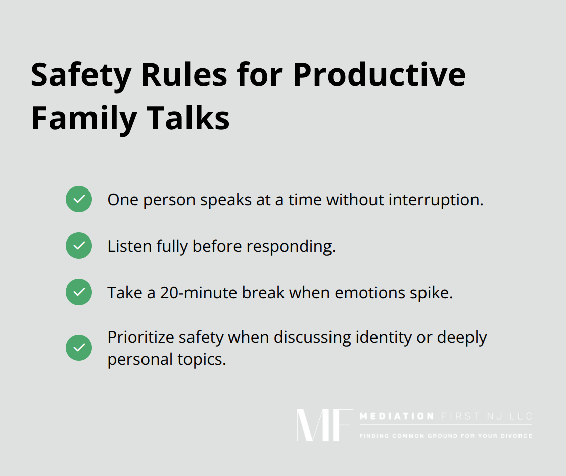 Checklist of safety guidelines to improve family discussions - family conflict resolution strategies